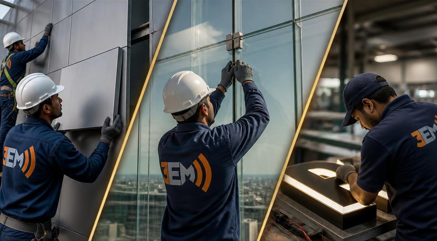 Echo Mark team — cladding, curtain wall and signage installation
